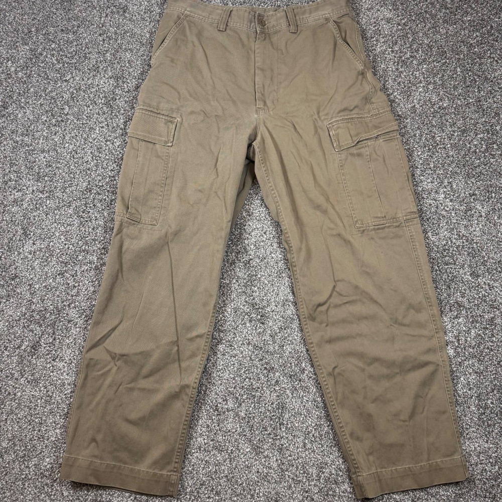 Polo Ralph Lauren Mens Khaki Tan Cotton Twill Cargo Pants 33x30 Straight‎ Leg - Picture 2 of 10
